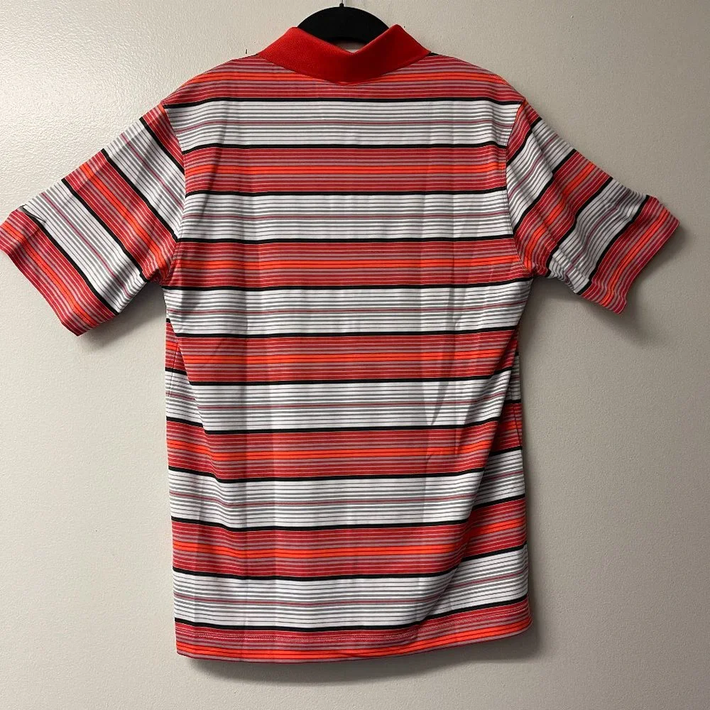 NWT! NIKE Men's Golf Shirt Performance Red/Orange White Black Gray Stripe‎ Small